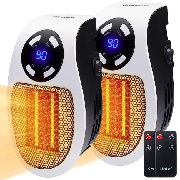 Enchufe de pared remoto Space Heater GiveBest, eléctrico, 450 W, paquete de 2