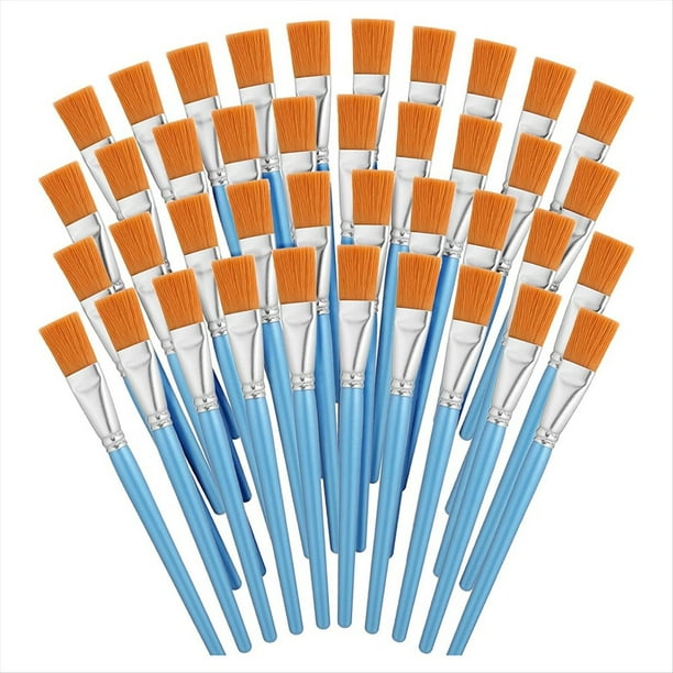 Juego de 40 Pinceles Planos de 2,5 cm de para Acuarela, Óleo y Pintura Profesional para Niños.