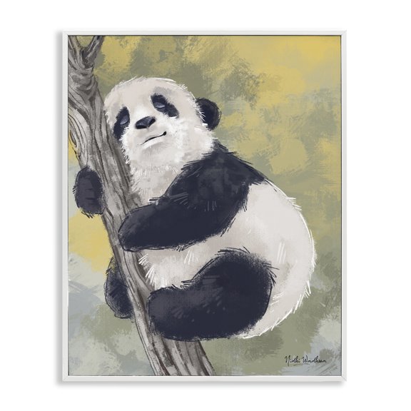 Stupell Industries Eclectic Panda Cub on Branch White Framed Giclee Art, 24 x 30, by Nidhi Wadhwa