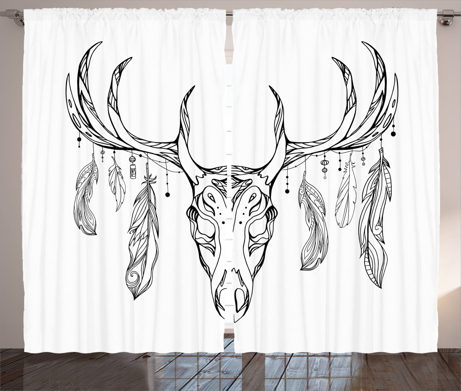 Detailed Deer Skull Feathers on a Background of Prehistoric Motifs Daybed with Metal Frame Upholstered Sofa for Living Dorm Loveseat Ambesonne Tribal Futon Couch Blush Dark Grey