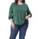 thumbnail image 1 of Agnes Orinda Blusas de Talla Grande para Mujeres, Camisetas de Cuello Redondo con Pliegues, Camisas de Manga Larga Elegantes 1X Verde, 1 of 6