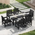 thumbnail image 2 of KINGYES All Weather Outdoor Dining Table with Umbrella Hole, HDPE Rectangular Patio Table for Backyard, Garden, Porch, Deck, Black, 2 of 9