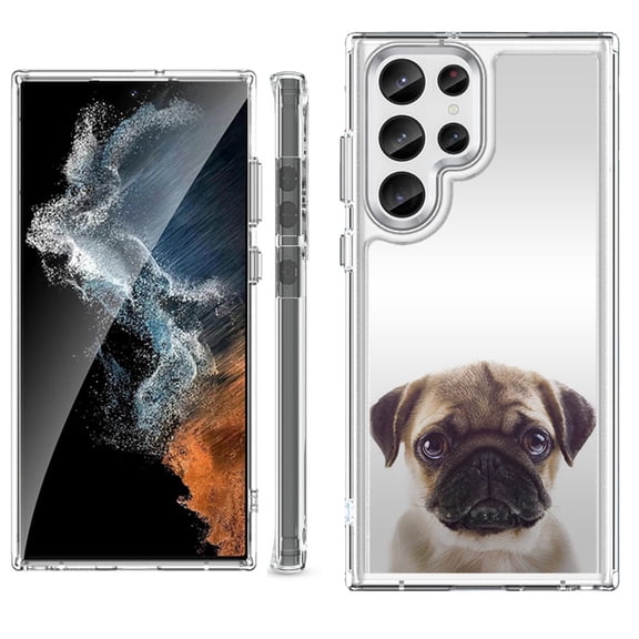 Shockproof Bumper Phone Case for Samsung Galaxy S23 Ultra 5G, by OneToughShield ® - Pug Face