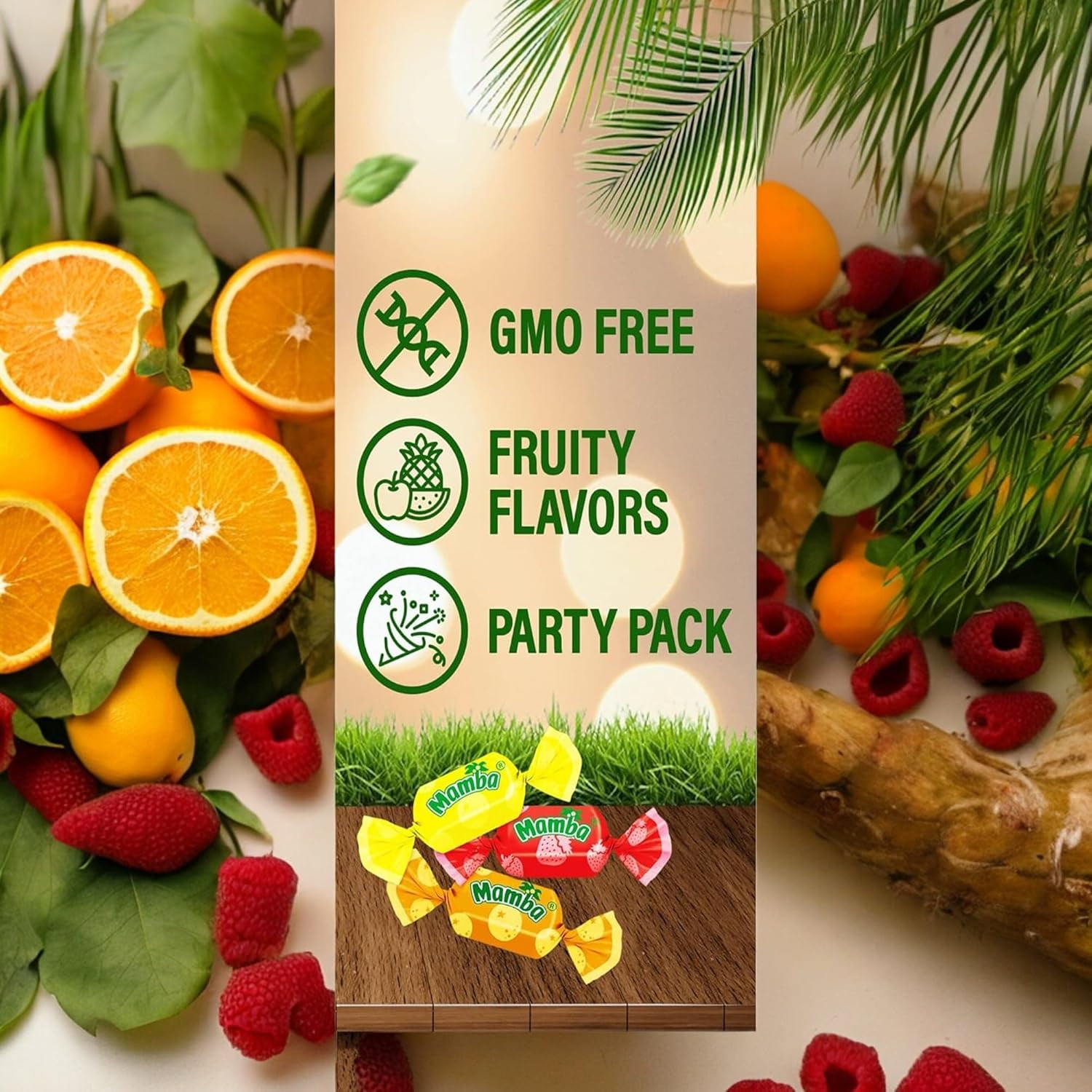 Mamba Fruit Chews Candy, 130-Piece 2 Lbs Assorted Fruit Snacks