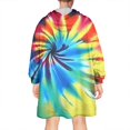 thumbnail image 2 of Colorful Rainbow Tie Dye Spiral Pattern Wearable Oversized Blanket,Wearable Blanket Hoodie for Adults,Cozy Hooded Blankets with Super Pockets,Super Warm Fuzzy Pullover for Women & Men, 2 of 6