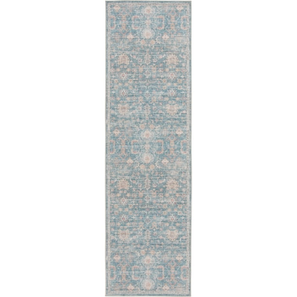 Better Homes & Gardens Persian Blooms Runner Rug, Teal, 2'x7'