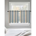 thumbnail image 5 of Blue Brown Beige Tier Curtains 36 Inch Length,Sheer Curtains for Bedroom Living Room Window Boho Farmhouse Abstract Stripes Art Rod Pocket Drapes Kitchen Curtains Small Half Window 27.5"x36" 2 Panels, 5 of 6