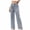 Light Blue, variant on Womens Drawstring Elastic Waist Wide Leg Denim Pants with Patch Pockets Loose Fit Casual High Waist Pull On Jeans