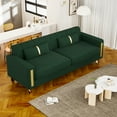 thumbnail image 2 of Modern Velvet Upholstered Couch Sofa with Pillows Gold Metal Legs for Living Room Office Bedroom Apartment, 2 of 11