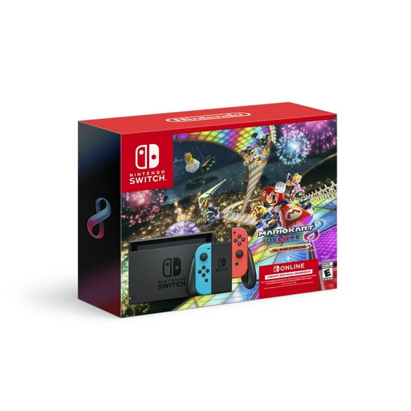 Nintendo Switch™ w/ Neon Blue & Neon Red Joy-Con™ Mario Kart™ 8 Deluxe (Full Game Download) 3 Month Nintendo Switch Online Individual Membership