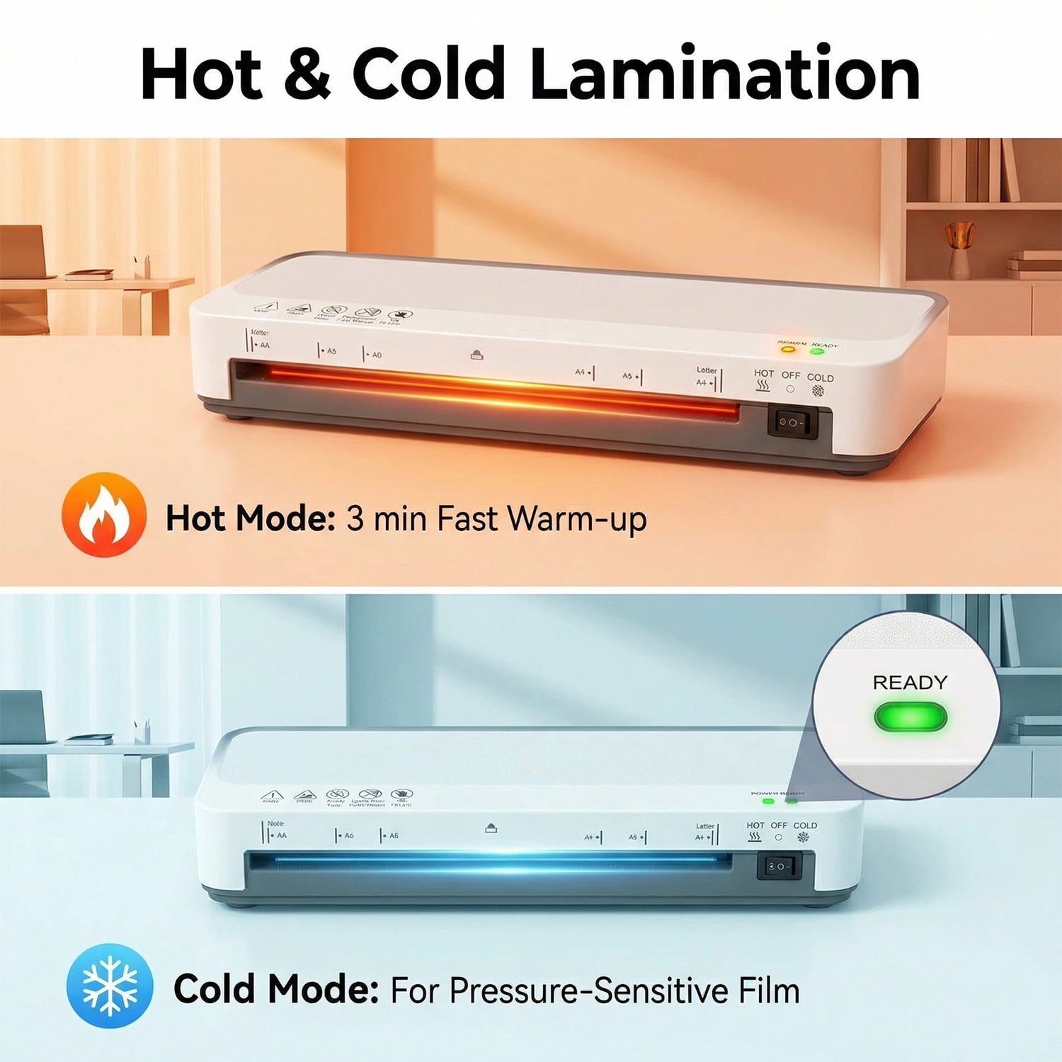 Beloadence Laminator Machine, A4 Laminators Hot & Cold with 15 Laminating Sheets and Trimmer, 13 Inch Laminating Machine for Office, School, Business and Home