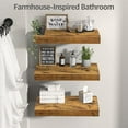thumbnail image 6 of 12" Deep Floating Shelves for Wall - 12 x 16 inch Book Shelf Bathroom Bedroom Kitchen Living Room Hanging Bookshelf Farmhouse Set of 3, Brown (026-40BN3), 6 of 8