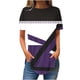 thumbnail image 1 of Tops de Algodón para las Mujeres Patchwork Impresión Cuello Redondo Suelto Tee, Imitación Algodón Tops Cortos para las Mujeres, 1 of 3