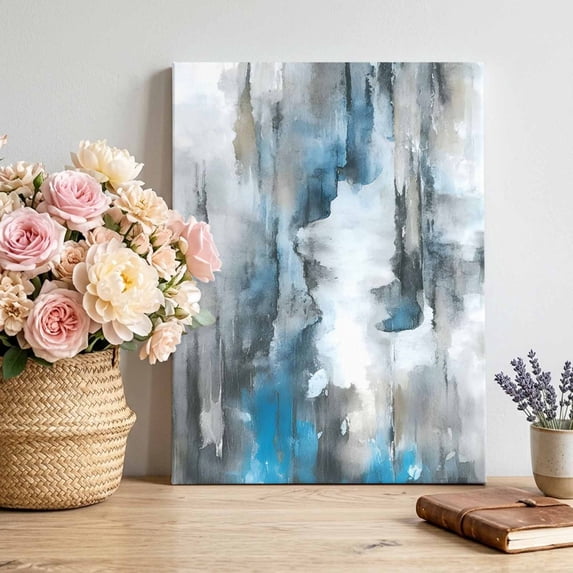 Canvas Wall Art, Blue Black Framed Canvas Prints for Hallway Living Room, Watercolor Modern Abstract Art Vintage Extra Large Gallery Wrapped Wall Decor for Home Office, Gifts, 20"x30" Ship Next Day