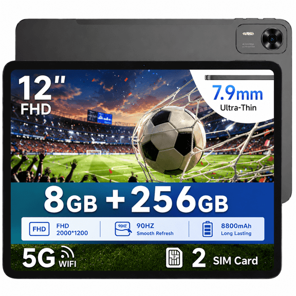 DOOGEE T36 Android 15 Tablet 12 Inch, 32GB 256GB/2TB, 2.4K FHD 90Hz Display, Tablet with Sim Card Slot, 5G Wifi, BT5.0, Widevine L1 for Work & Study