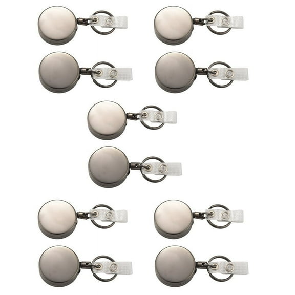 10 Pack Heavy Duty Retractable Badge Holder Reel,Metal ID Badge Holder with Belt Clip Key Ring for Name Card Keychain
