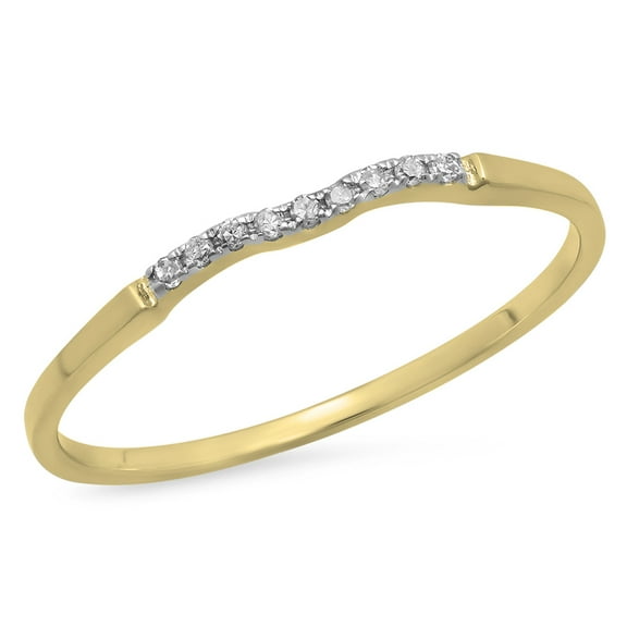 0.05 Carat (ctw) 10K Yellow Gold Round White Diamond Ladies Bridal Anniversary Ring Wedding Guard Band