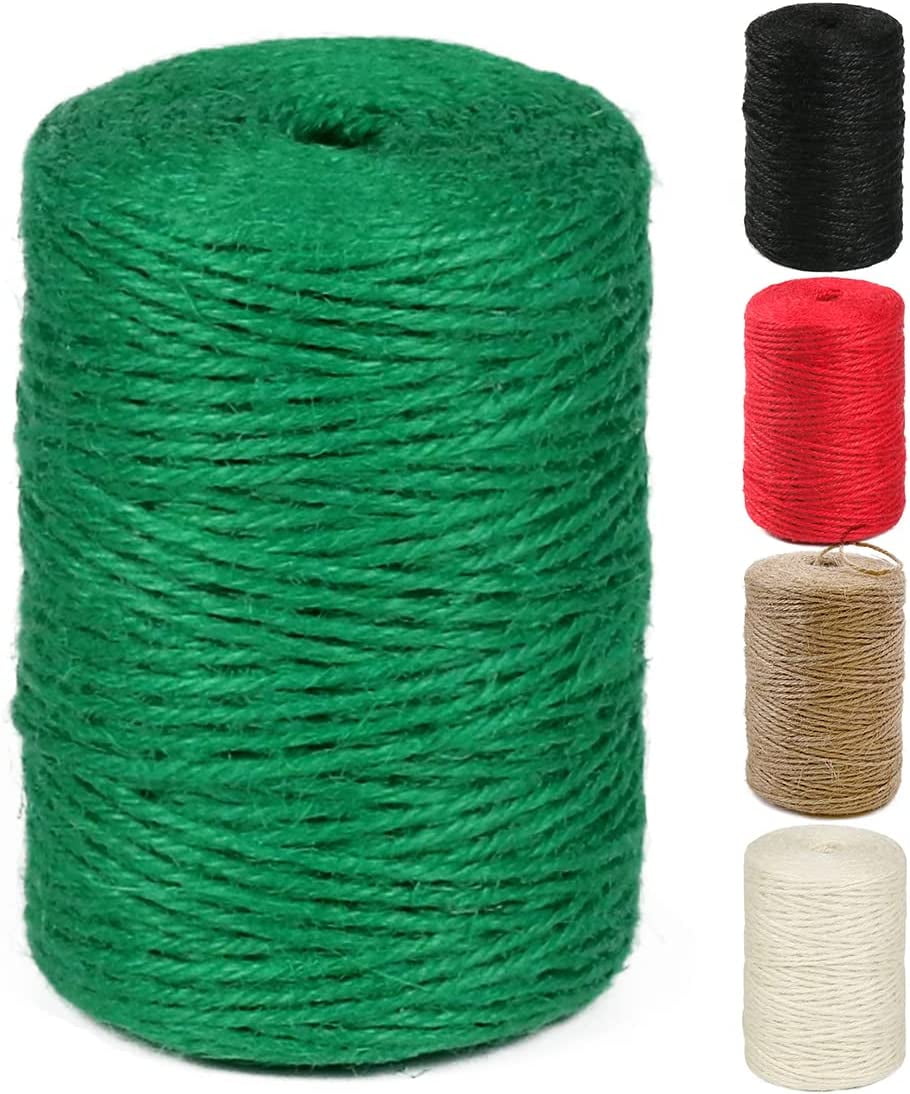 PerkHomy Natural Jute Twine 600 Feet Long Colored Twine Rope for Crafts  Gift Wrapping Packing Gardening and Wedding Decor (Green) 