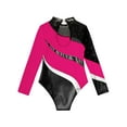 thumbnail image 4 of TiaoBug Kids Girls Long Sleeve Gymnastics Leotard Shiny Rhinestone Athletic Dance Unitard Jumpsuit Ballerina Bodysuit Tops Hot Pink 6, 4 of 6