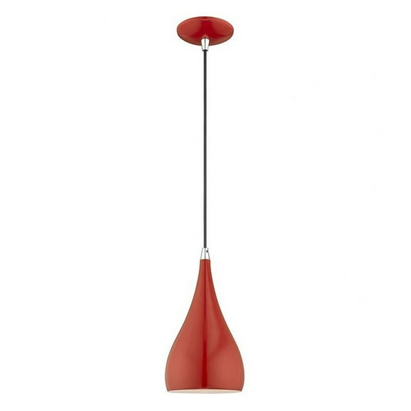 Coastal Mid Century Scandinavian One Light Chandelier-Shiny Red Finish Bailey Street Home 218-Bel-3110438