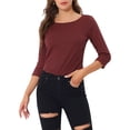 thumbnail image 1 of INSPIRE CHIC Haut à Carreaux pour Femme Col Bateau Manches 3/4 Blouse à Carreaux Pied-de-Poule S Rouge a, 1 of 7