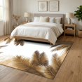 thumbnail image 3 of ODIKA 6'x9' Ultra-Soft Area Rug, Beige Cream Frond Botanical Repeat Rectangular Fronds Large Symmetrical None Washable, Bare feet friendly, Silk-Touch for Guest Room, Bedroom, 3 of 7