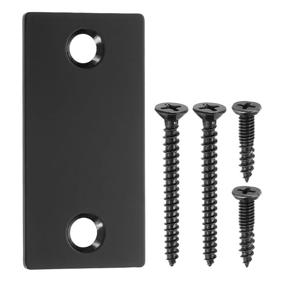 Uxcell Door Edge Hole Filler Plate, 2.24" x 1.1" Door Hole Cover Plate Stainless Steel Deadbolt Cover Plate with 40/20mm Screws for Fixing Wooden Furniture Corner, Black
