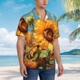 thumbnail image 5 of Daiia Sunflower Blue Sky Hawaiian Shirt for Men Gentle Cotton Regular Short Sleeve Casual-X-Large, 5 of 9