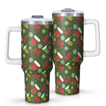 Christmas 40oz Tumbler– Stainless Steel Insulated Tumbler with Handle and Straw, Large Capacity Travel Cup for Hot & Cold Drinks