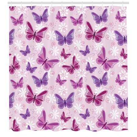 Butterflies Decoration Shower Curtain Set Various Flying