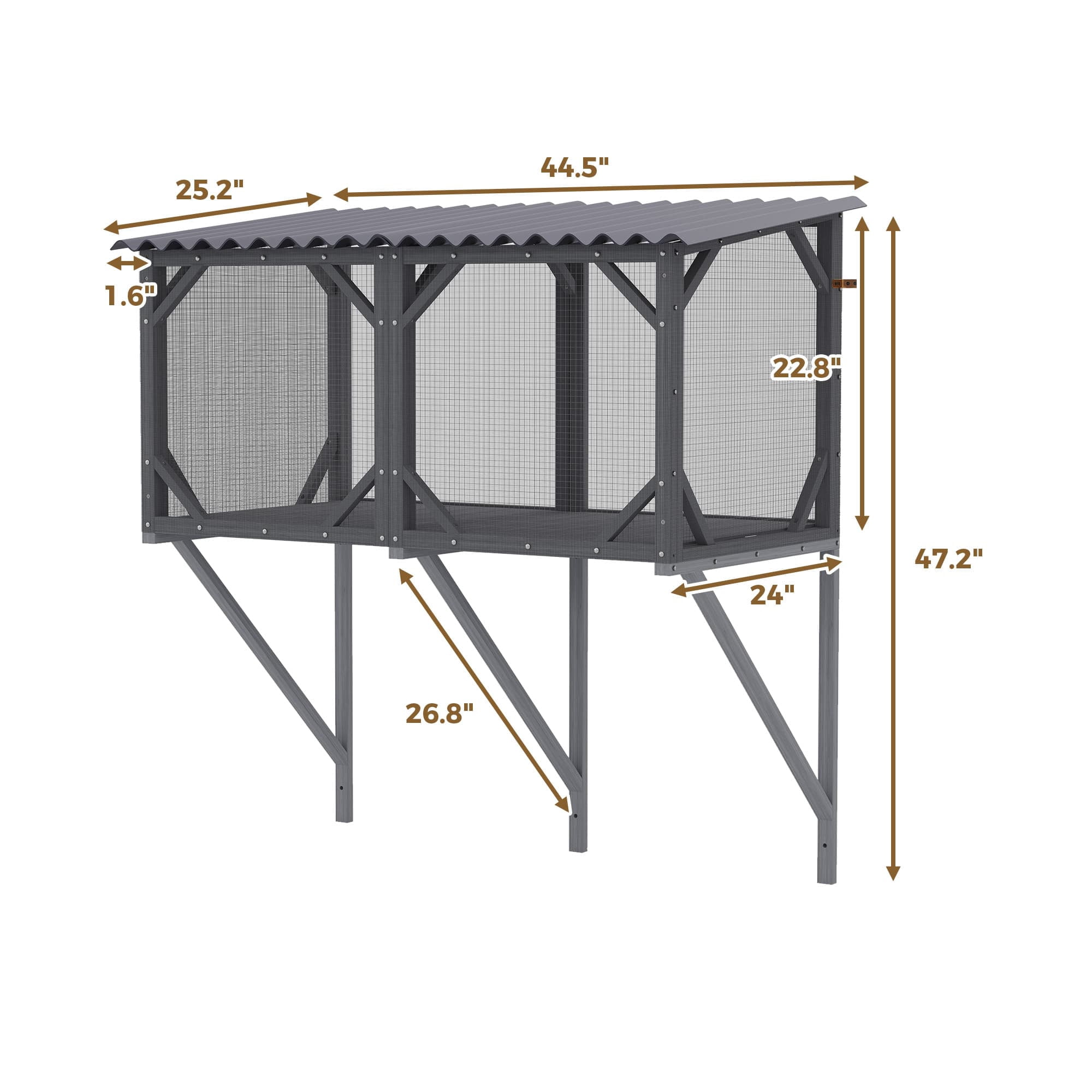 Aukfa Cat Window Box, Outdoor Cat Enclosure Cat House Window Perch W/ Bug Proof Net for Large Indoor Cats,Antique Gray