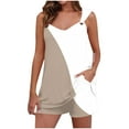 thumbnail image 1 of Yuyuzo Womens Lounge Sets Two Piece Square Neck Tank Tops Wide Leg Shorts with Pockets Matching Outfits, 1 of 7