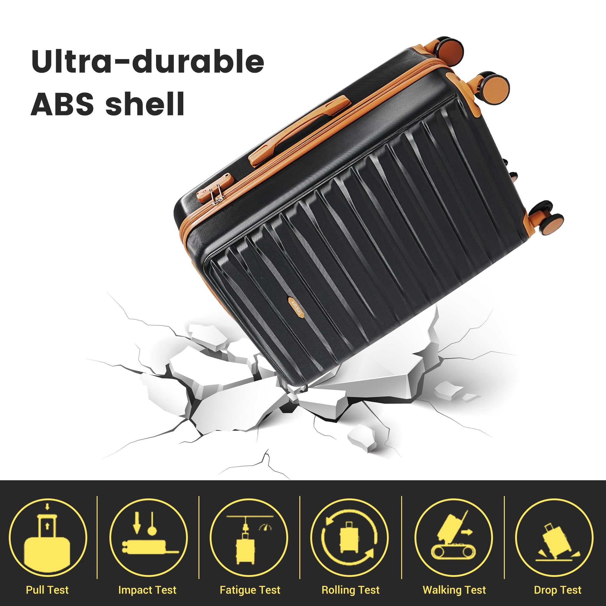 Hardside Luggage Sets 3 Piece, Hardshell Suitcase TSA Lock Spinner Wheel with Travel Duffle Bag and 4 Packing Cube.Black