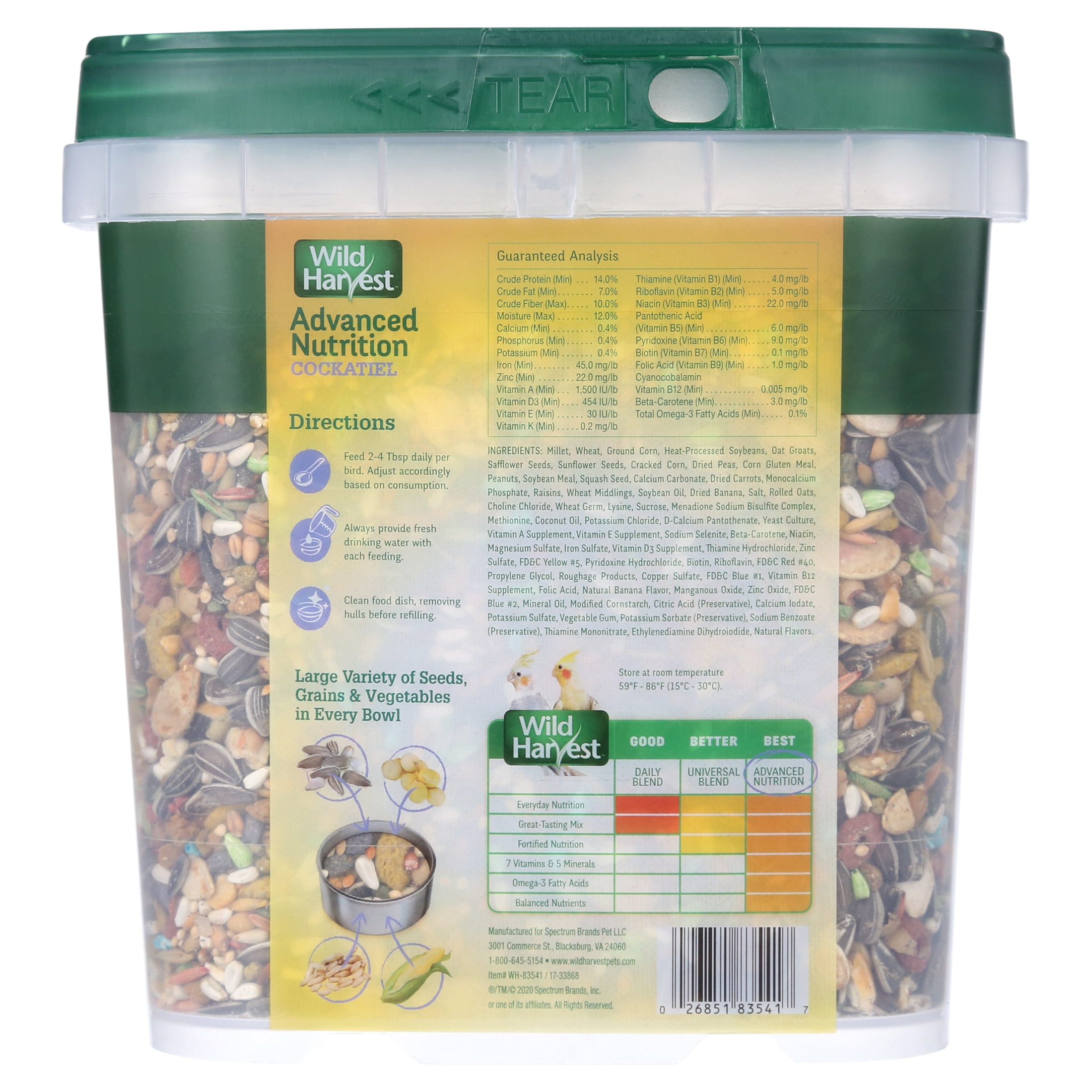 Wild Harvest Advanced Nut Diet, for Cockatiels, 4.5 lbs