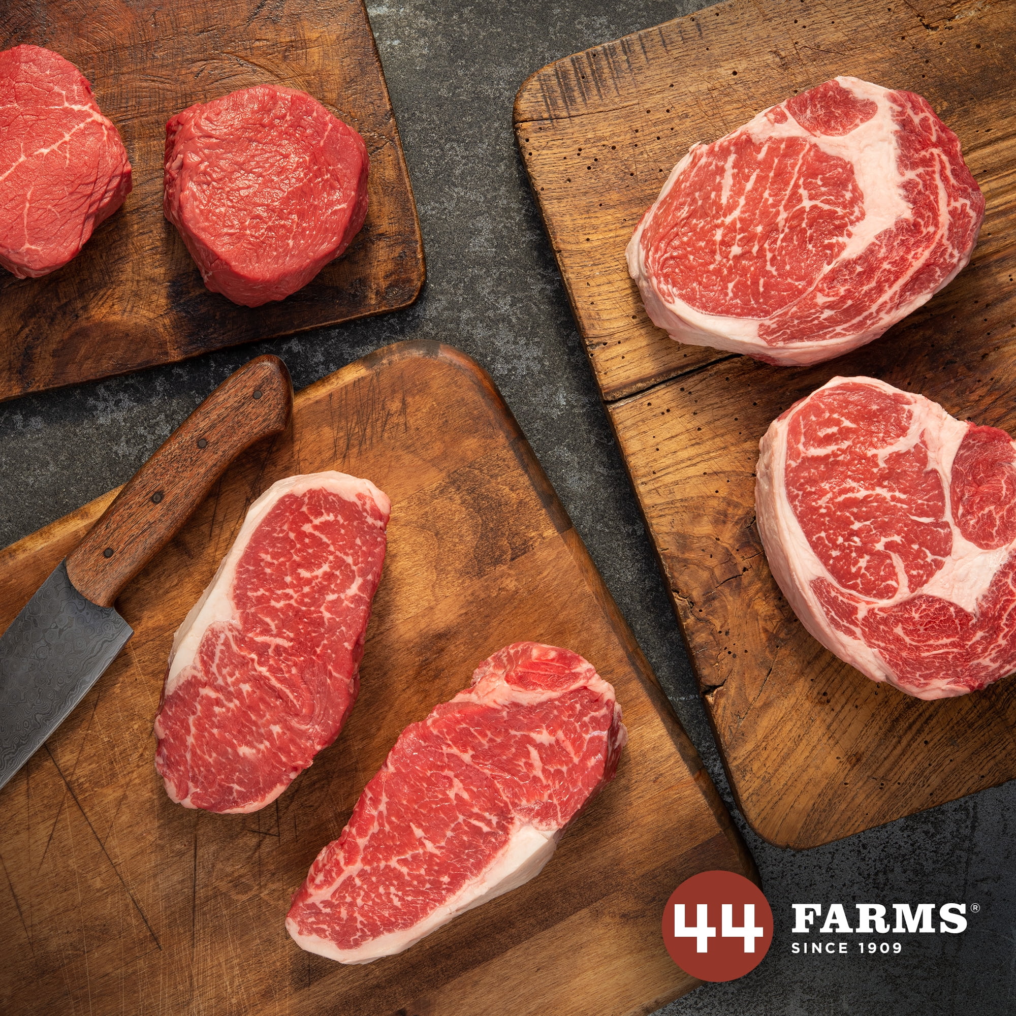 44 Farms USDA Choice Family Frozen Steak Cuts Beef Pack, 6 Steaks