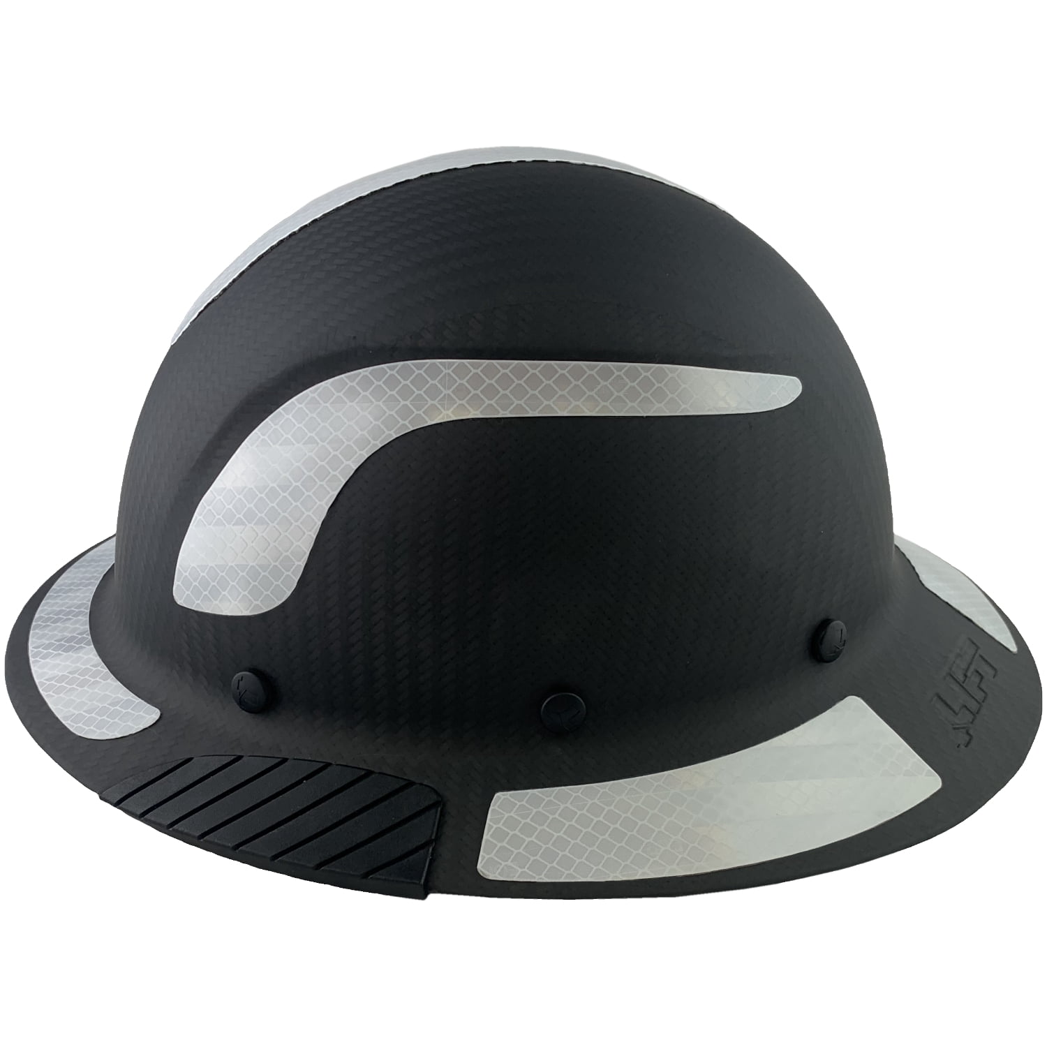 Lift Safety Helmet - Actual Carbon Fiber Full Brim Hard Hat - Matte Black with White Reflective Decals with Hard Hat Tote Bag