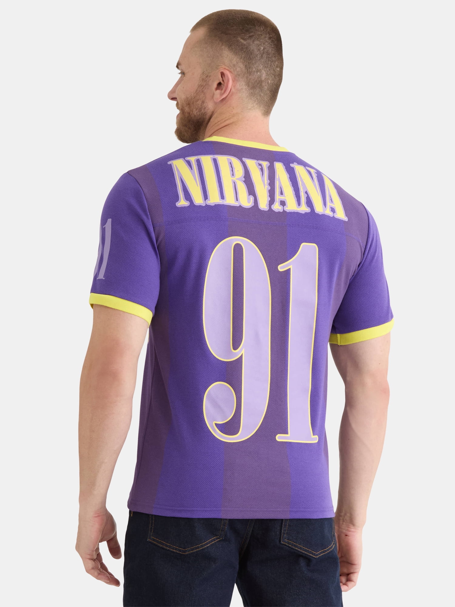 Nirvana Men’s and Big Men's Graphic Mesh Football Jersey Style Shirt, Sizes XS-3XL