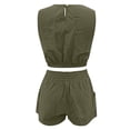 thumbnail image 3 of Solid Color Sleeveless Short Tee Shirt Pants Loose Casual Two Piece Suit Woman plus Swimwear Cover up Swimsuits with Shorts Girls Swimsuits Two Piece Bathing Suits for Women with Shorts Juniors, 3 of 4