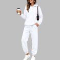 thumbnail image 2 of Stralyhd Sweatsuits Women 2 Piece Outfit Fleece Baggy Hooded Sweatshirt and Joggers Sweat Sets Casual Fall Fashion Matching Sweatsuits White M, 2 of 6