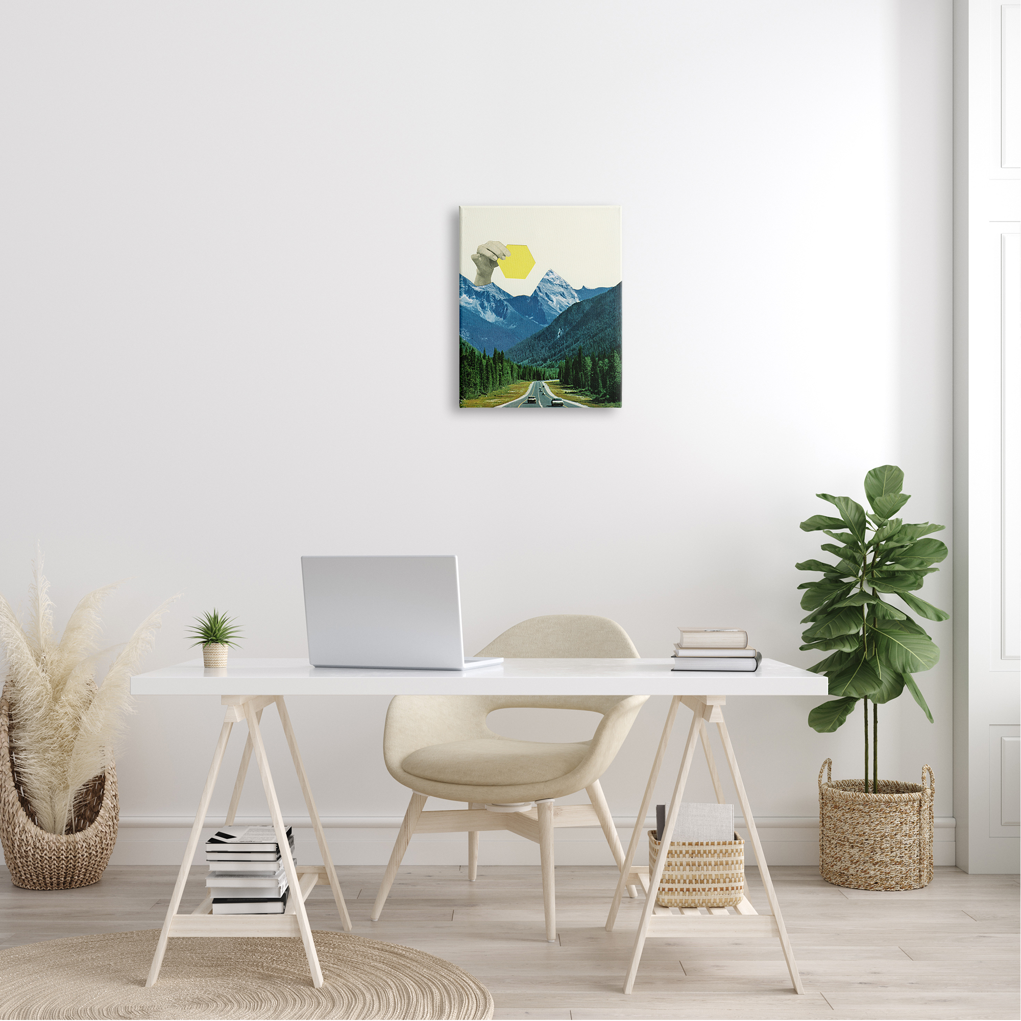 Stupell Industries Holding Sun Surreal Mountain Forest Road Landscape Canvas Wall Art, 16 x 20, Design by Cassia Beck