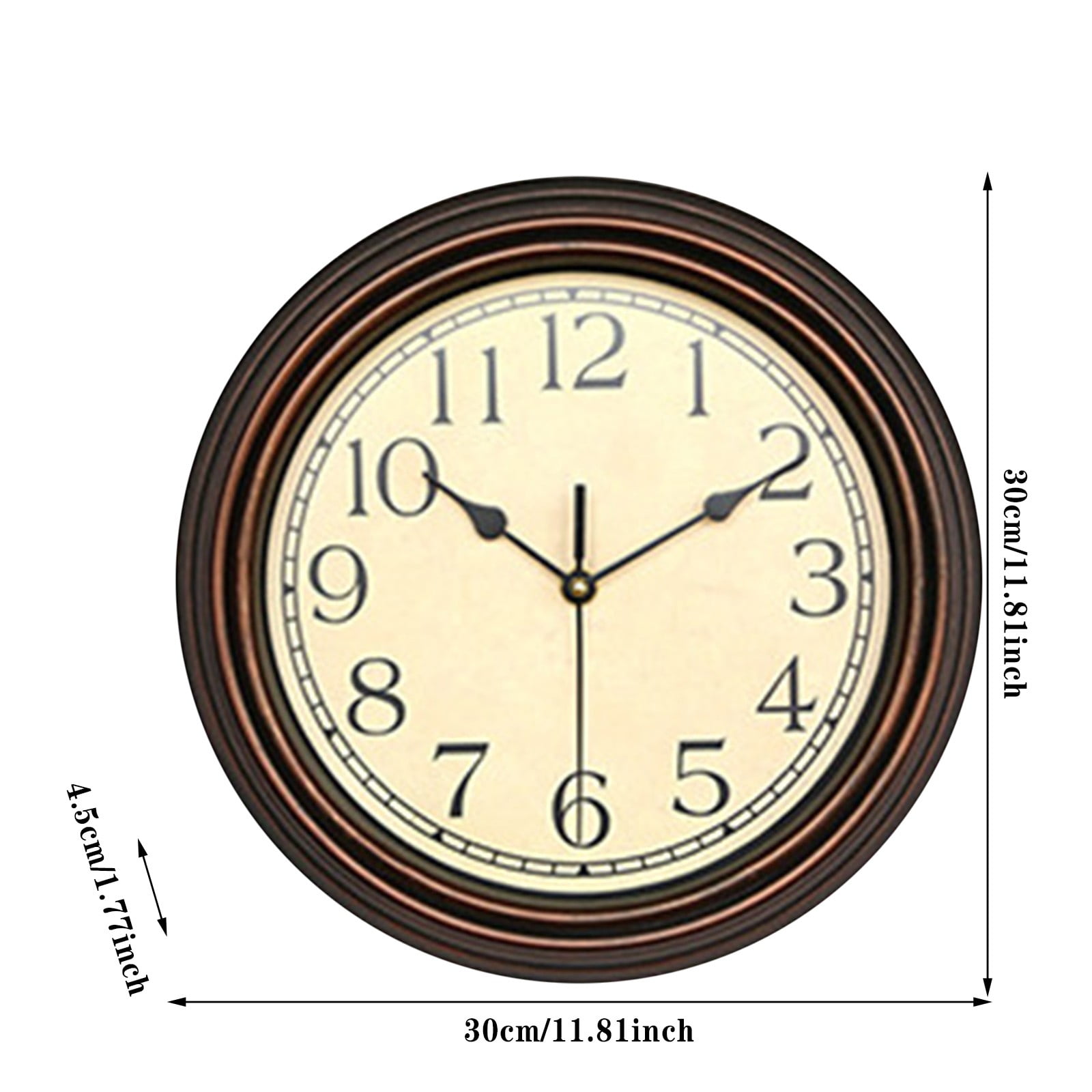 NEW! In Stock! Vintage Retro Wall Clocks Countryside Style Dusknt Retro Silent Non Ticking Round Classic Clock Quartz Decorative Battery Operated Wall Clock for Living Room Kitchen Home 12 Inch
