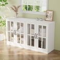 thumbnail image 6 of RichYa Kitchen Pantry Cabinet Set of 4,111" W Buffet Sideboard Coffee Bar with Glass Door Hutch,Modular Storage Cabinets with Display Shelves for Dining Room,White(BGGB), 6 of 10