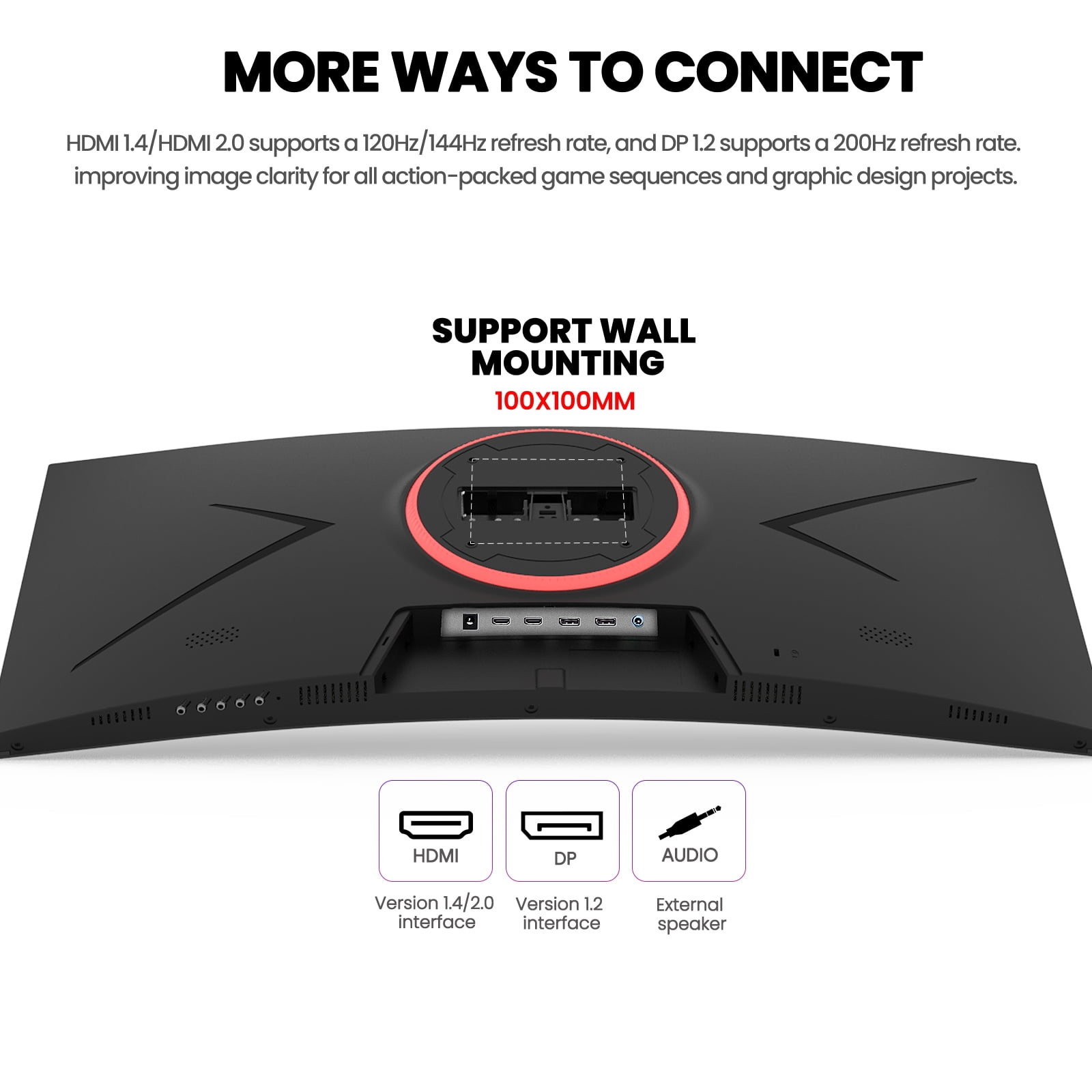 Suevery 30" 200Hz Curved Gaming Monitor,  WFHD 2560x1080, 1500R,21:9, FreeSync, Low Blue Light, Wall-Mountable, HDMI/DP, Black