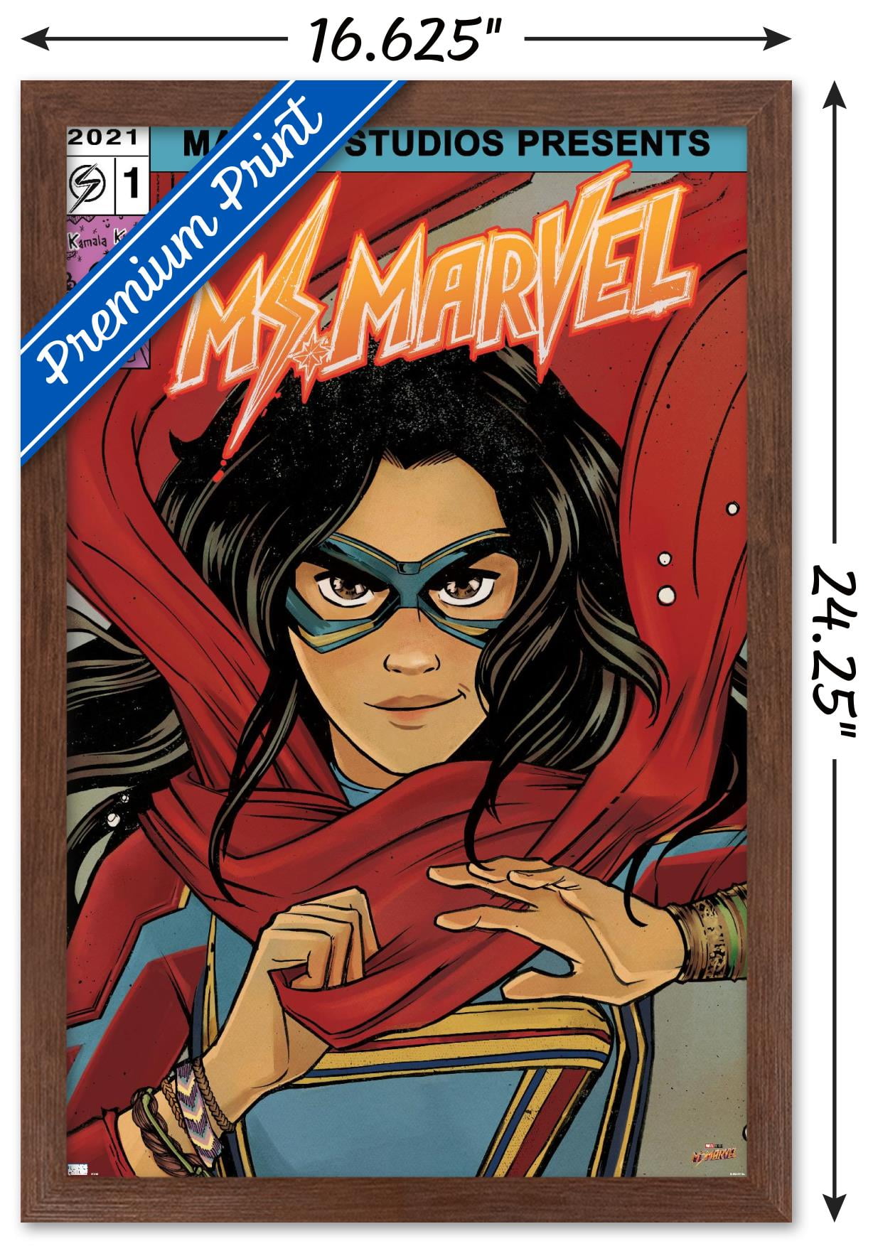 Marvel Ms. Marvel - Comic Wall Poster, 14.725" x 22.375" Framed