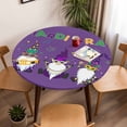 thumbnail image 5 of Round Fitted Tablecloth with Elastic Edge, Purple Carnival Cute Gnomes Fitted Table Cloth for Round Tables, Mardi Gras Waterproof Tablecloth for Outdoor Picnic Party 36-44in, 5 of 9