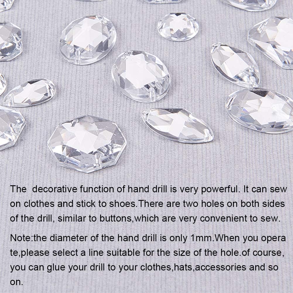 BBTO 120 Pcs Sew-on Rhinestones For Clothes - 10-18mm, Assorted Shapes & Colors, DIY Jewelry Making Kit - View #6