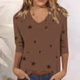 thumbnail image 2 of Holzkary 3/4 Sleeve T Shirts for Women Women's Fashion Casual Print Three Quarter Sleeve Top T Shirt Summer Tops Fall Fashion Blouses Beach Vacation Clothes Spring Tunic 2025 Trendy Khaki L, 2 of 9