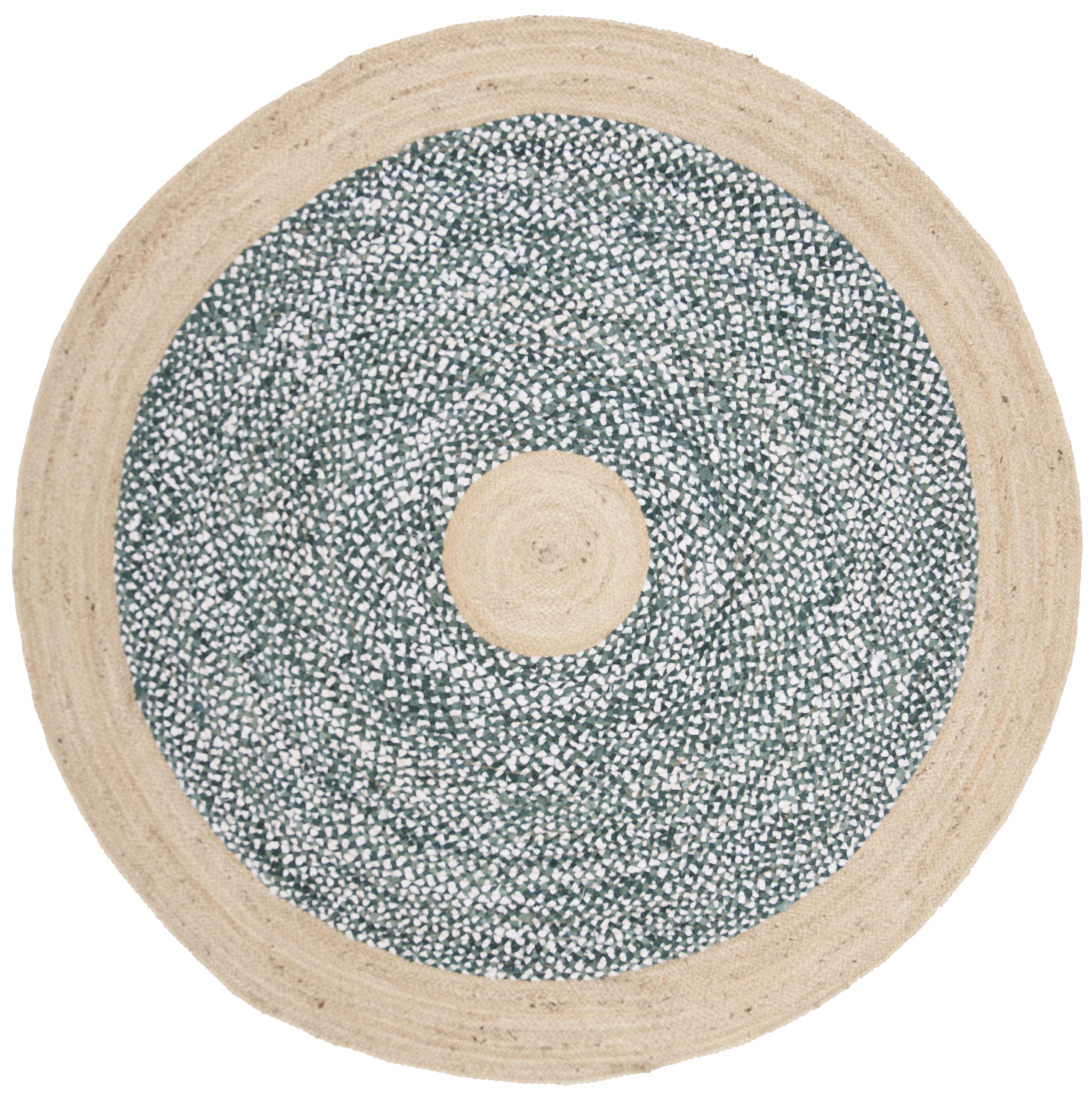 SAFAVIEH Cape Cod Wesley Striped Area Rug, Light Blue/Natural, 6' x 6' Round