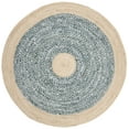 thumbnail image 2 of SAFAVIEH Cape Cod Wesley Striped Area Rug, Light Blue/Natural, 5' x 5' Round, 2 of 6