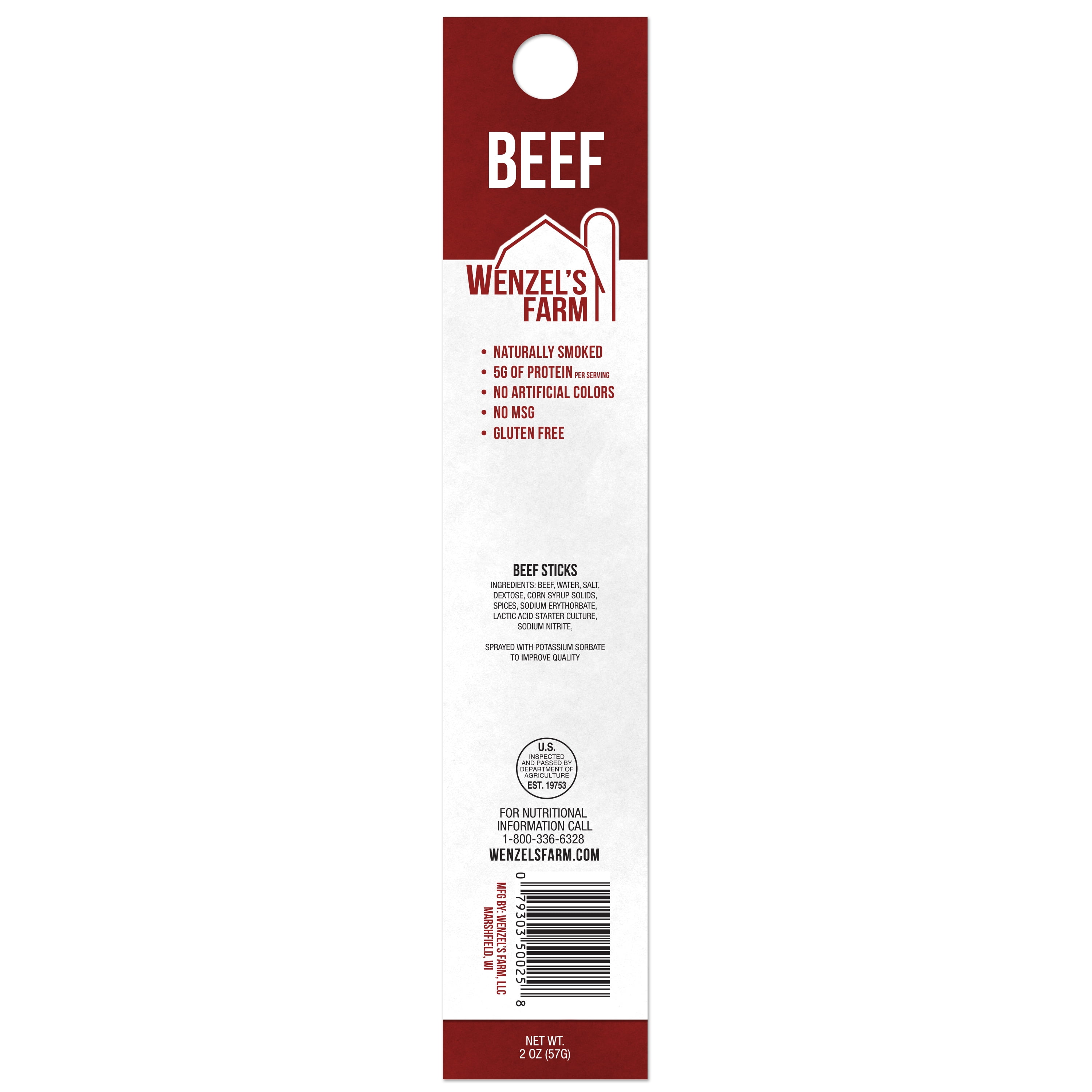 Wenzel's Farm 2 ct Beef Sticks, 2 oz.